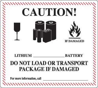 lithium battery handling label; lithium battery label, lithium ion battery label, lithium metal battery label