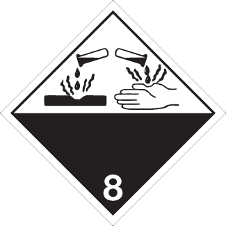 Corrosive Placard, Dangerous Goods class 8 Placard, black white 8 diamond