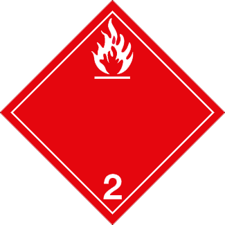 Flammable Gas placard, Dangerous Goods class 2.1 Placard, red 2 hazmat diamond