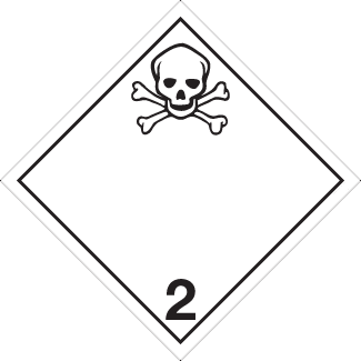 Toxic Gas placard, Dangerous Goods class 2.3 Placard, white 2 hazmat diamond, skull 2 placard