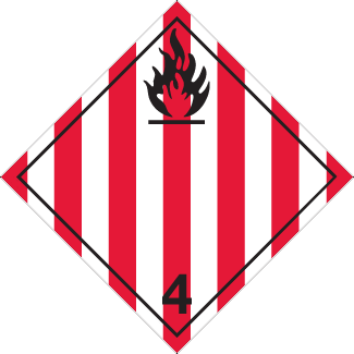 Flammable Solid Placard, Dangerous Goods class 4.1 Placard, red striped 4 flammable diamond