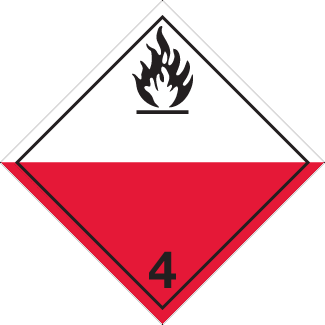 spontaneous combustion placard, Dangerous Goods class 4.2 Placard, red white 4 hazmat diamond