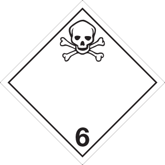 Toxic Placard, Dangerous Goods class 6.1 Placard, white class 6 diamond, skull 6 placard
