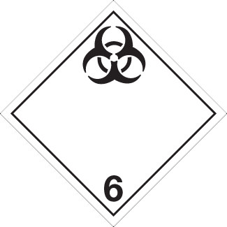 Infectious Placard, Dangerous Goods class 6.2 Placard, white 6 biohazard diamond