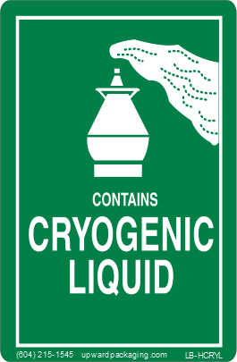 Cryogenic Liquid Label, liquid nitrogen label, cryogenic handling label, green liquid nitrogen label