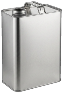 128 oz. / gallon F-Style Tin (IP-TF128D) - approx. 4L tinplate steel can with wire handle, 1 3/4" Delta opening 128 oz / gallon F-style tin, part no. IP-TF128D, 4 litre tinplate steel can with wire carry handle