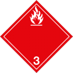 Flammable Liquid Placard, Dangerous Goods class 3 placard, red 3 hazmat diamond